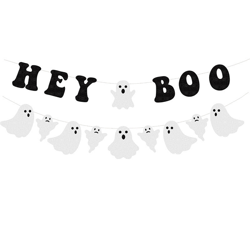 Halloween Party Hanging Flag Glitter Ghost Banner