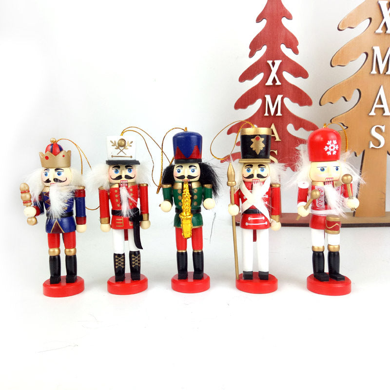Five hand-painted Christmas tree pendants