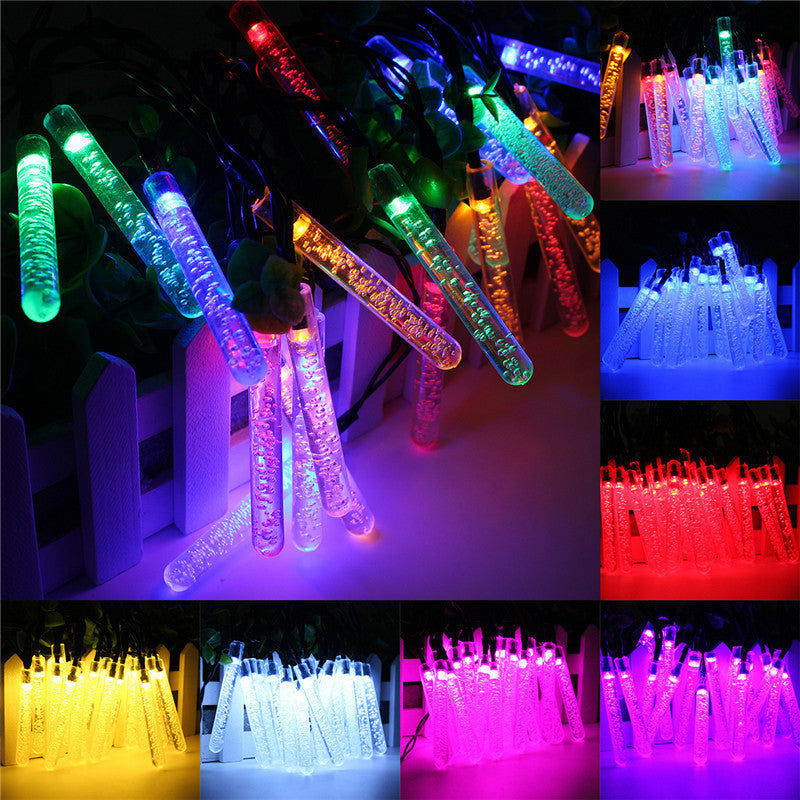 Bubble column solar christmas light string