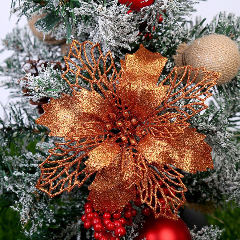 Glitter Artifical Christmas Flowers Christmas Tree Decorations