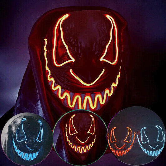 Halloween Clubbing Light Up LED Mask Costume Rave Cosplay Party Purge 3 Modes