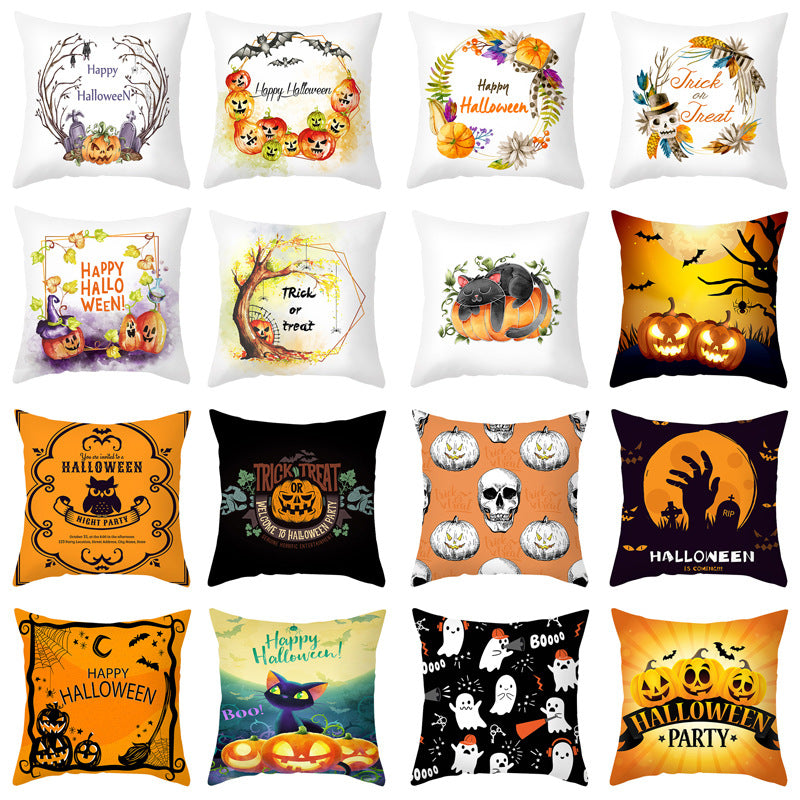 Halloween Pumpkin Letter Fleece Cushion Cover