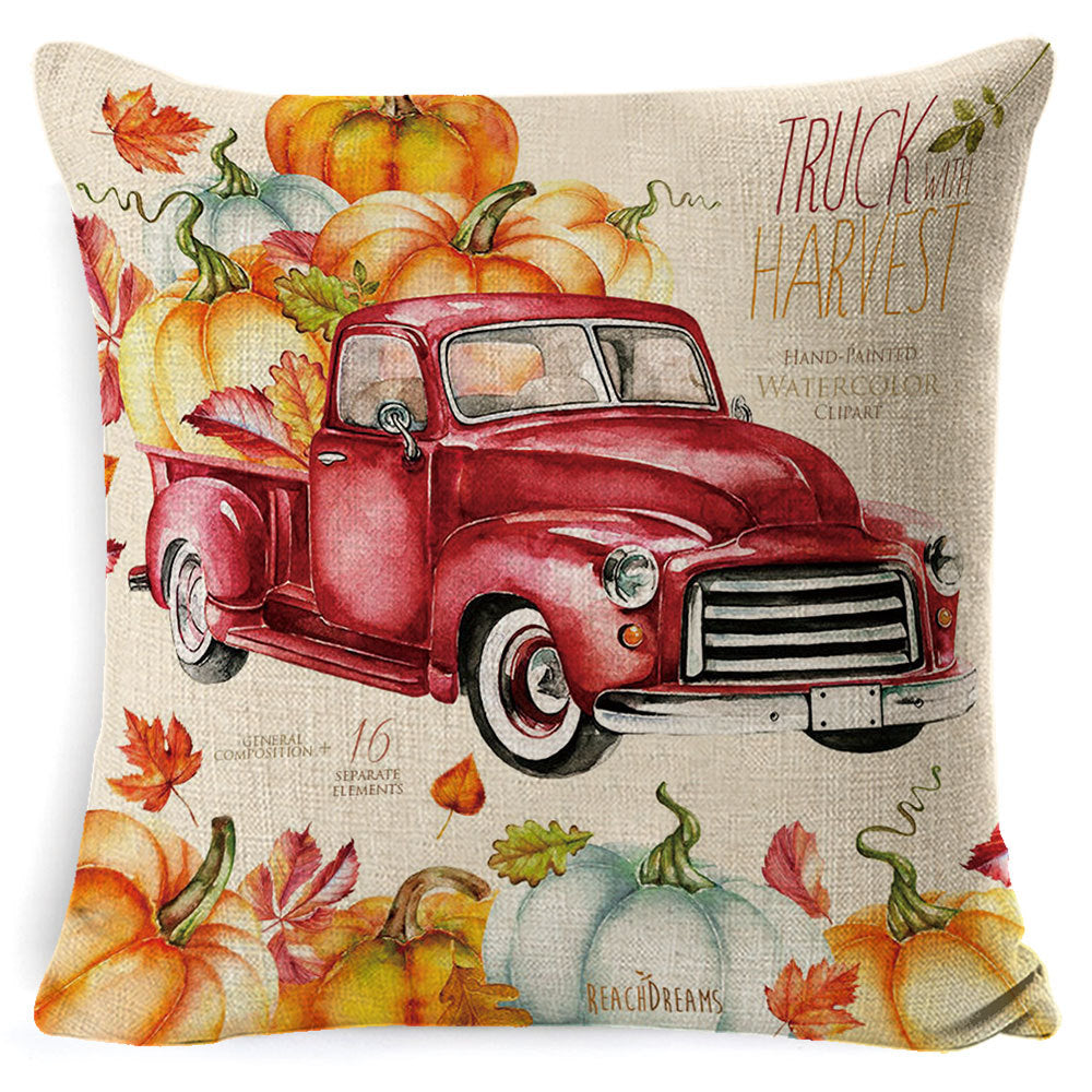 Thanksgiving pumpkin car sofa pillow