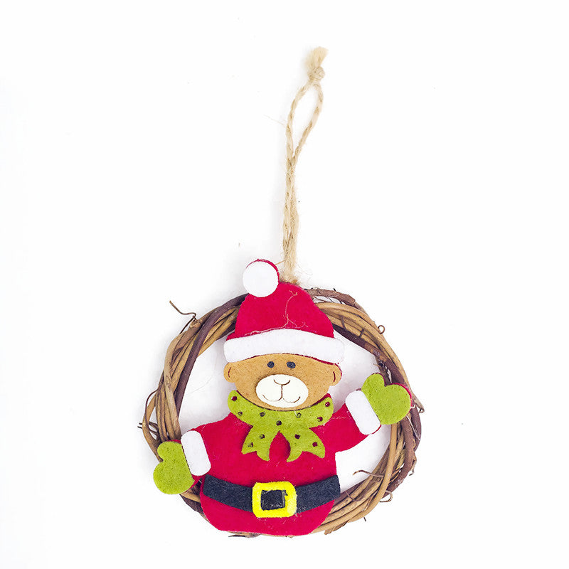 Christmas Home Decoration Wicker Ornament Cartoon Felt Ring Rattan Decorative
