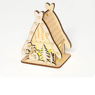 Christmas Decoration Wooden House Children's Handmade