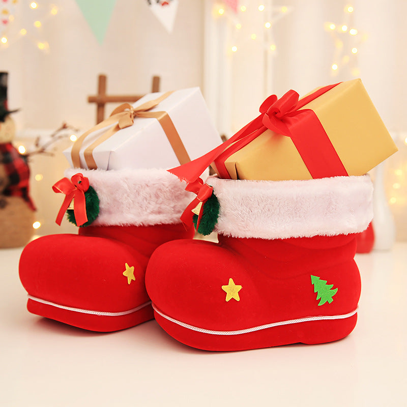 Large Christmas Red Flocking Candy Boots