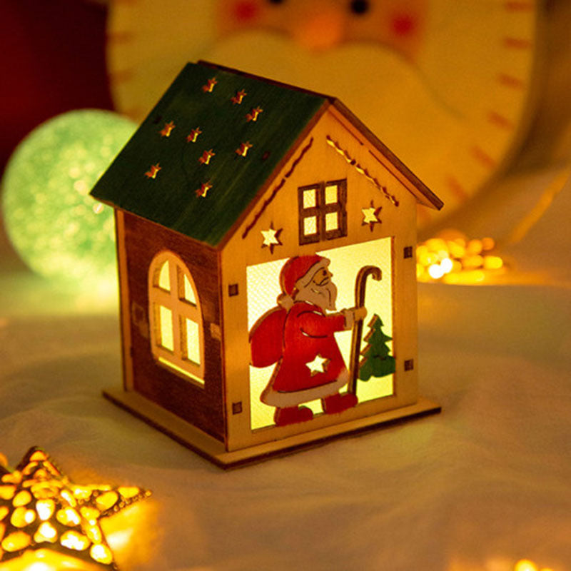 Christmas Decoration Wooden House Children's Handmade