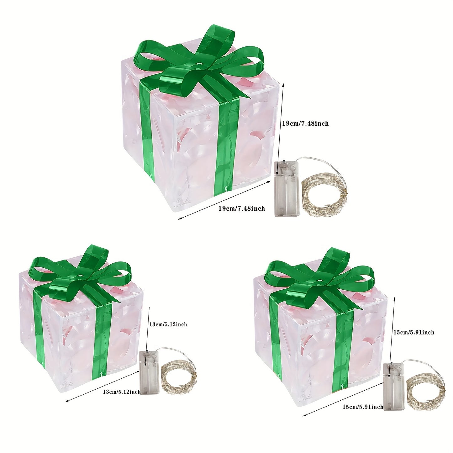 New Christmas Gift Box 3-piece Folding Christmas Gift Box Light