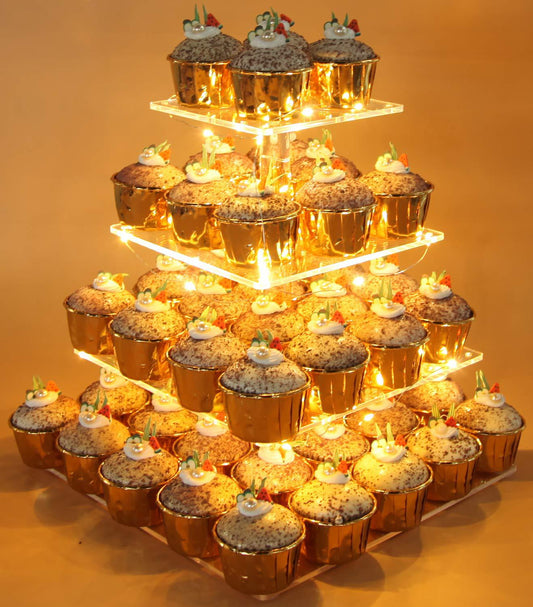4-layer Thickened Square Acrylic Luminous Cake Stand Led Lights