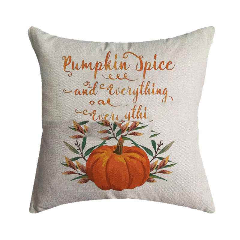 Thanksgiving Pillowcase Autumn Pumpkin Festival Printed Pillow Cushion Cover Burlap Pillowcase