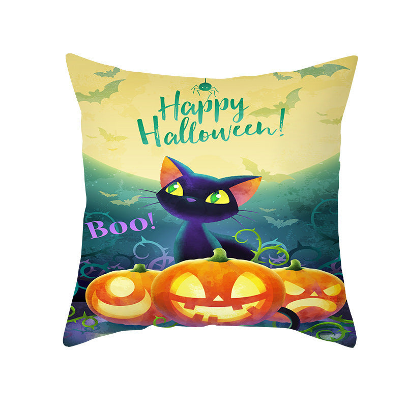 Halloween Pumpkin Letter Fleece Cushion Cover