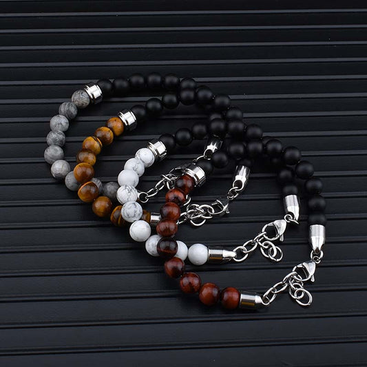 Natural Stone Bracelets Bangle Men Tiger Eye Stone Bead Bracelet For Men Gift