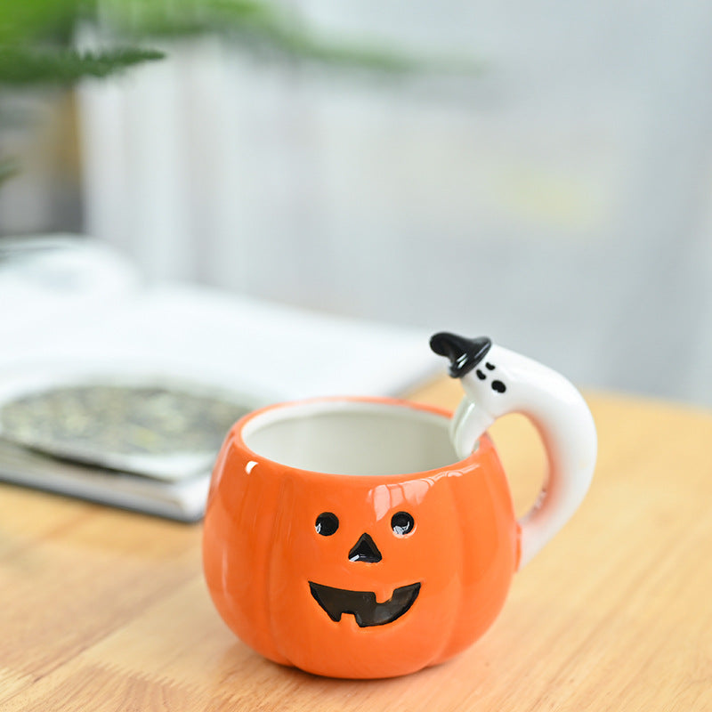 Ceramic Pumpkin Cup Cartoon Ghost Water Cup Mug Halloween Gift
