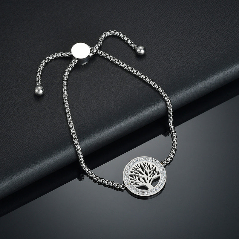 New Stainless Steel Adjustable Heart Tree Bracelets Women