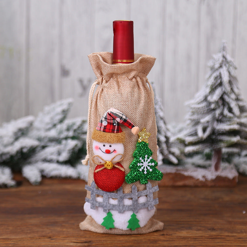 Decorative Christmas Linen Bottle Set Cute