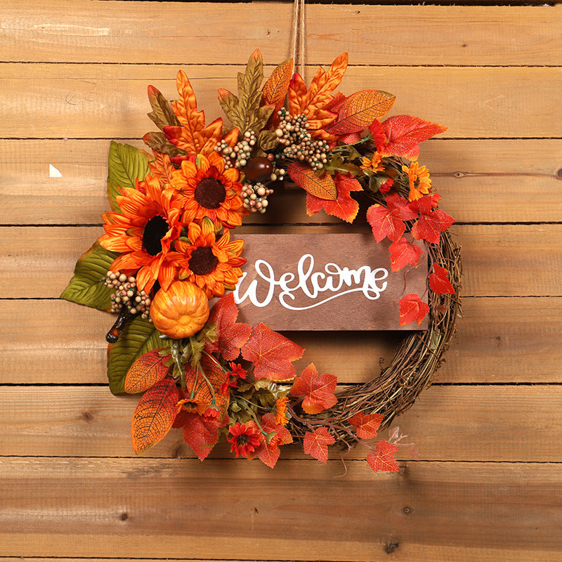 Maple Leaf Thanksgiving Vine Circle Wreath Wall Mount