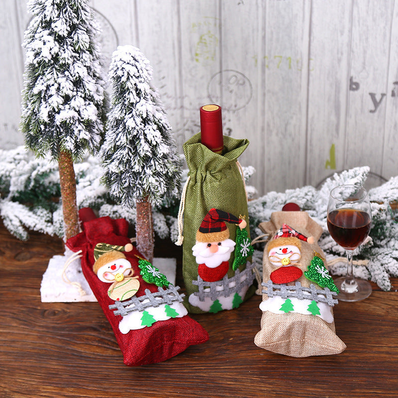 Decorative Christmas Linen Bottle Set Cute