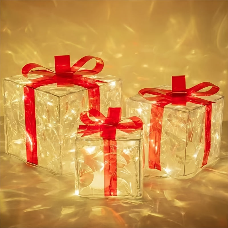 New Christmas Gift Box 3-piece Folding Christmas Gift Box Light