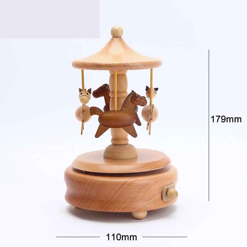 Wooden building model music box birthday gift