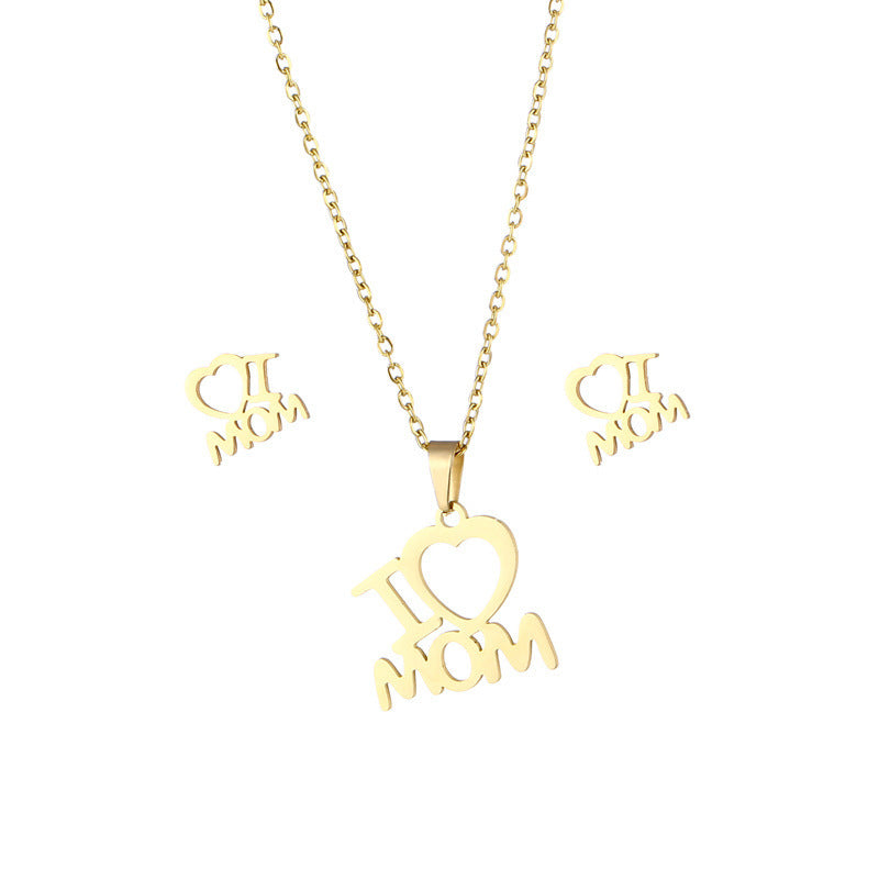 Mother's Day Jewelry Set Stainless Steel I Love Mom Gift