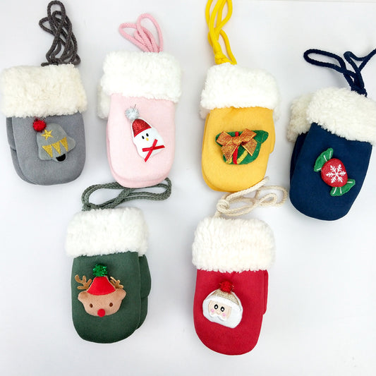 Plush thickened Christmas gloves