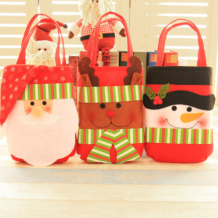 Non-woven old snowman portable candy gift gift bag