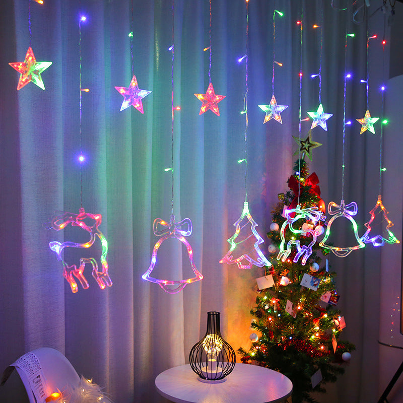 Christmas Deer Tree Bells Star String Fairy Lights