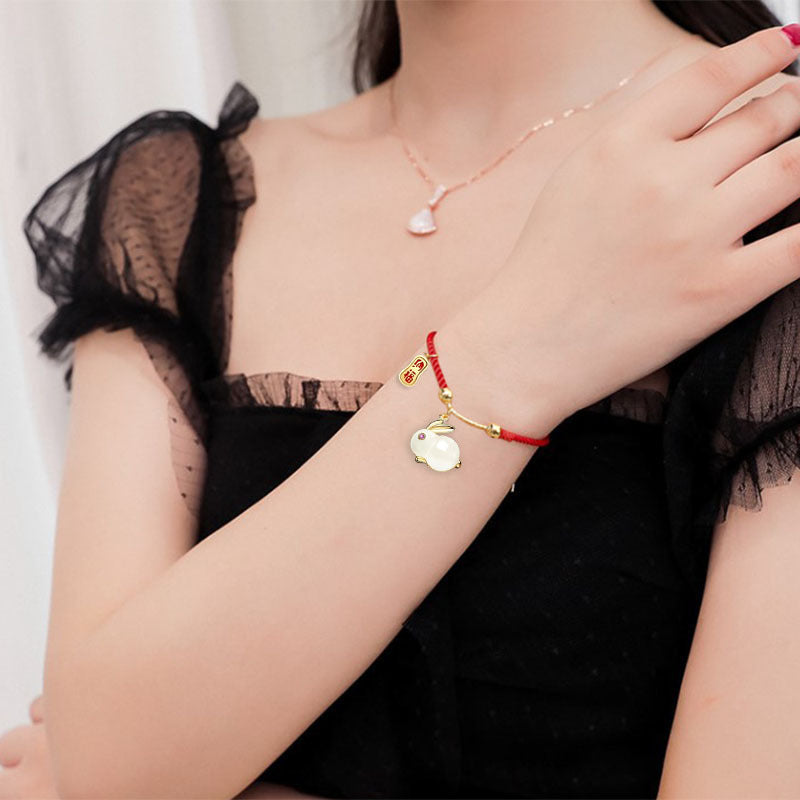 Lovely Rabbit Bracelet For Women Girl Gift Tiger Stone