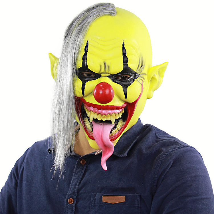 Horror Green Face Clown Halloween Christmas Latex Mask Headgear