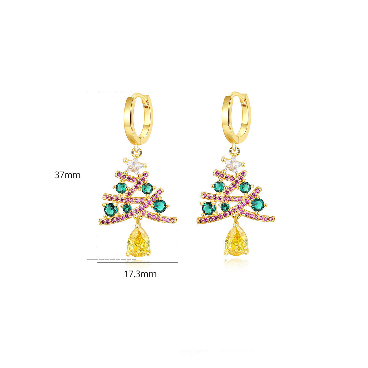 New Christmas Tree Earrings With Colorful Rhinestones Gift