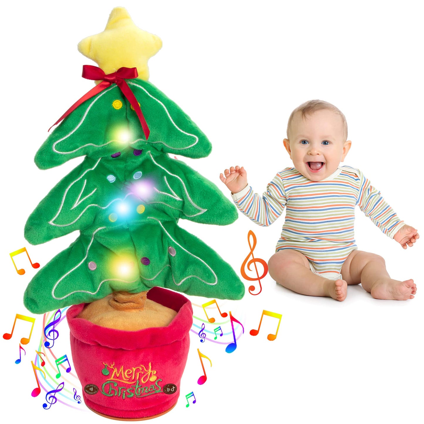 Dancing Christmas Toys Funny Tree Repeat Talking  Electronic Plush Toys