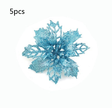 Glitter Artifical Christmas Flowers Christmas Tree Decorations