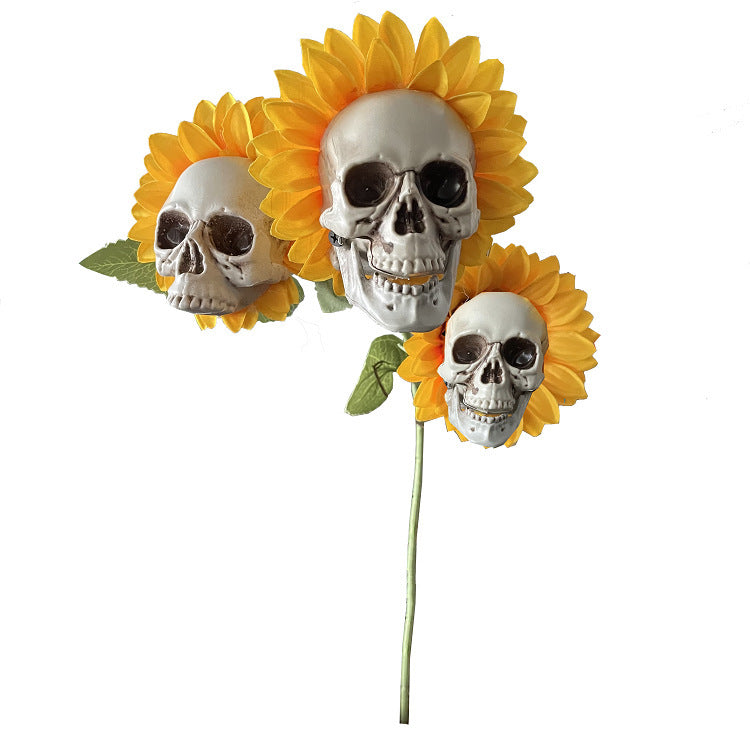 Skull Sunflower Halloween Decoration Atmosphere Garden