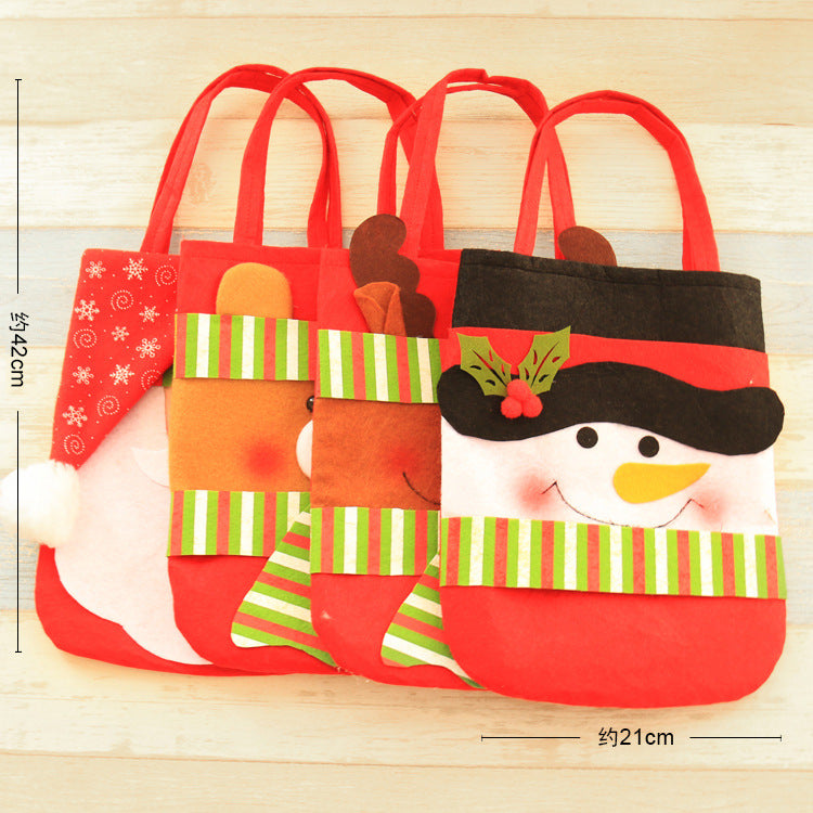 Non-woven old snowman portable candy gift gift bag