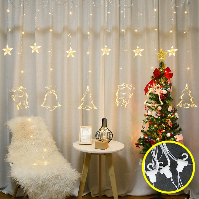 Christmas Deer Tree Bells Star String Fairy Lights