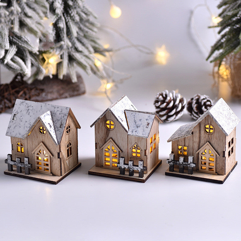 LED Luminous Wooden Christmas Small House
