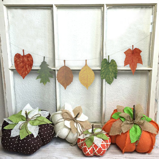 DIY Fall Leaves Bunting Decor Assorted Autumn Falling Leaves Ornaments Garland Maple Leaf Banner Home Mantle Decor Thanksgiving
