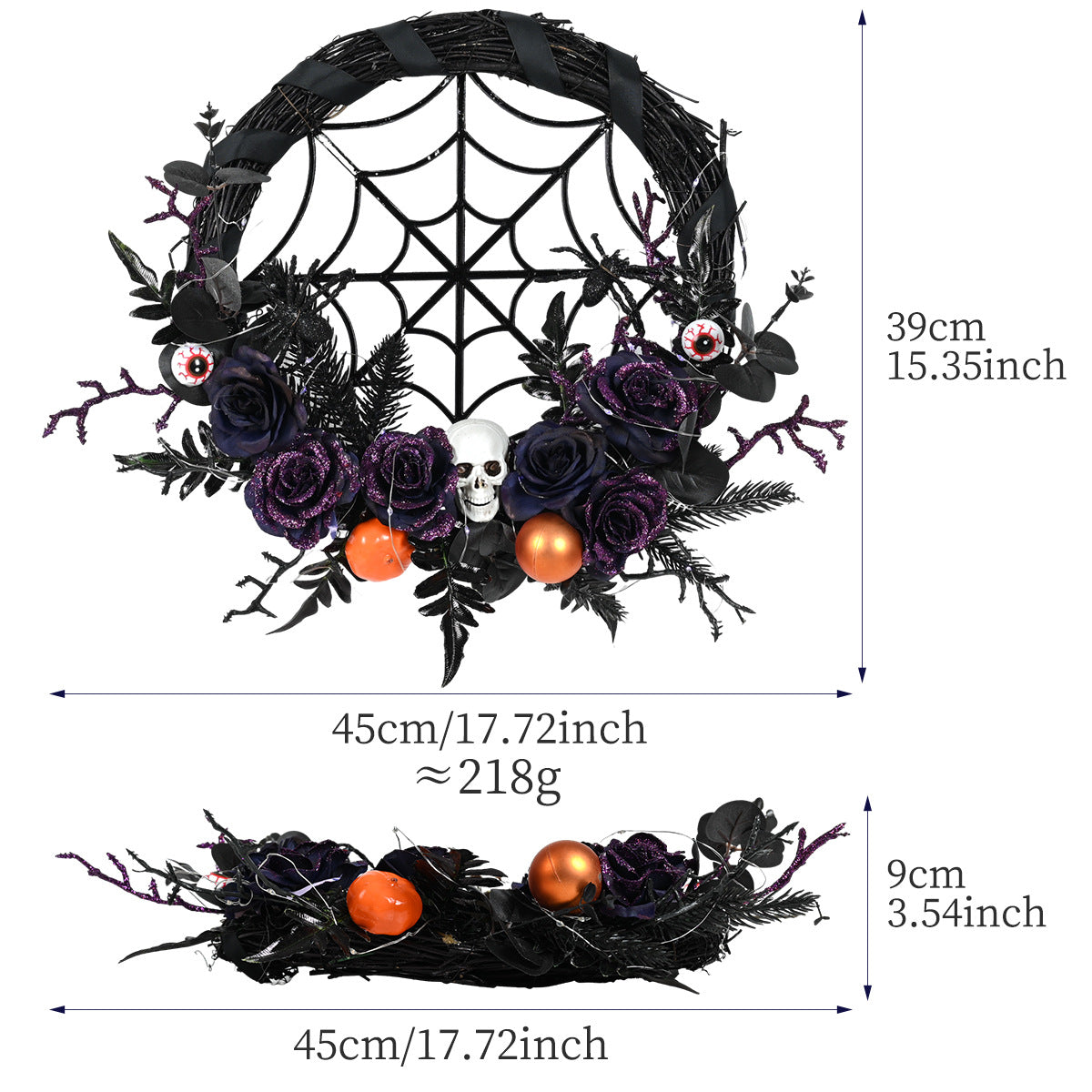 Halloween Decorations Spider Skull Vine Ring Artificial Flower Party Layout Props Pendant