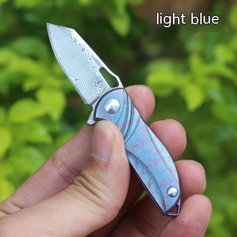 Mini Damascus Folding Knife Gift