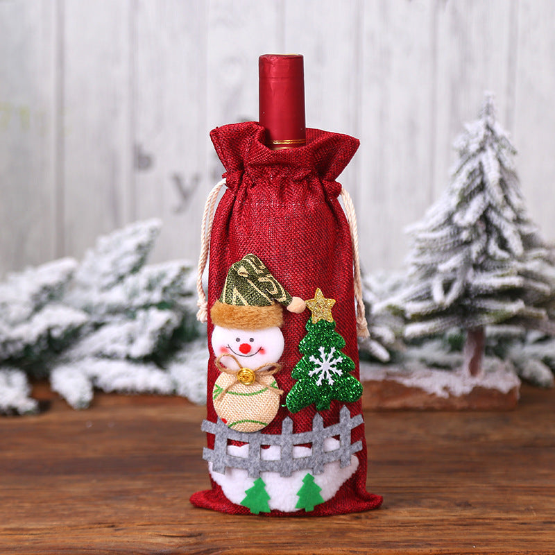 Decorative Christmas Linen Bottle Set Cute