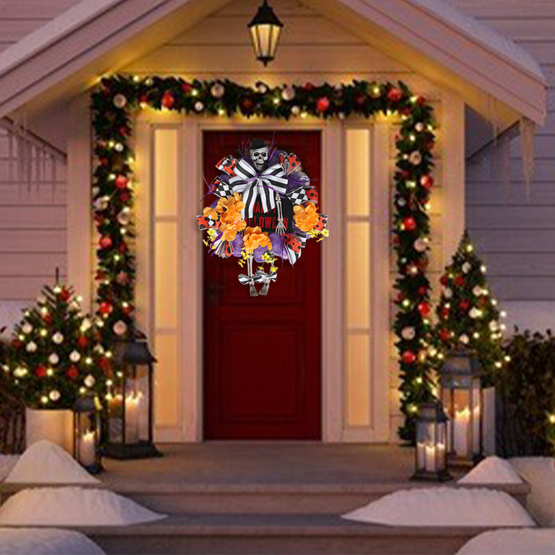 Christmas Pumpkin Mouse  Rattan Wreath Artificial Front Door Decoration For Thanksgiving Halloween