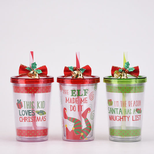 Christmas Double Layer Plastic Drinking Straw