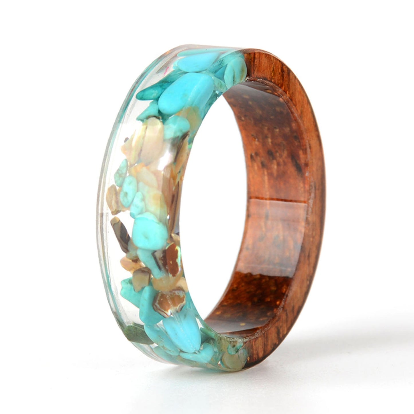 Handmade DIY romantic dry flower Real wood resin ring gifts for the lover