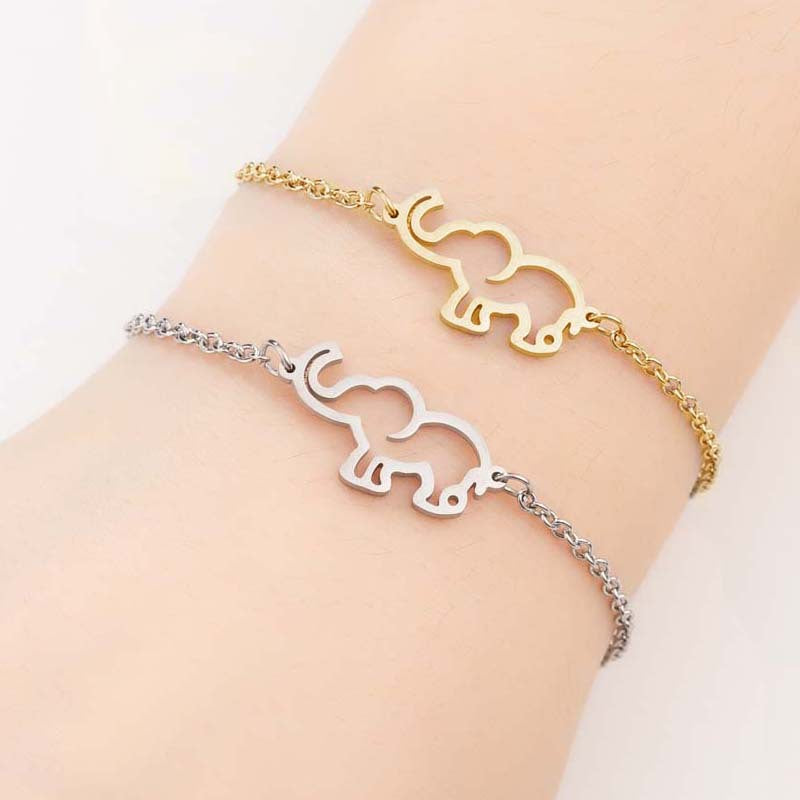 Fashion Stainless Steel Gold Silver Long Nose Design Hollow Elephant Gift