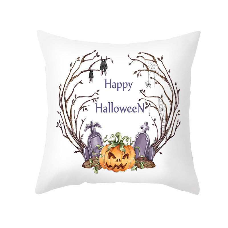 Halloween Pumpkin Letter Fleece Cushion Cover