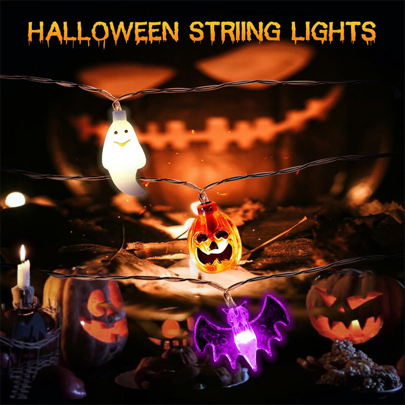 LED Halloween Pumpkin Spider Bat Skull String Light Lamp