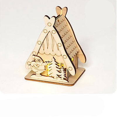 Christmas Decoration Wooden House Children's Handmade