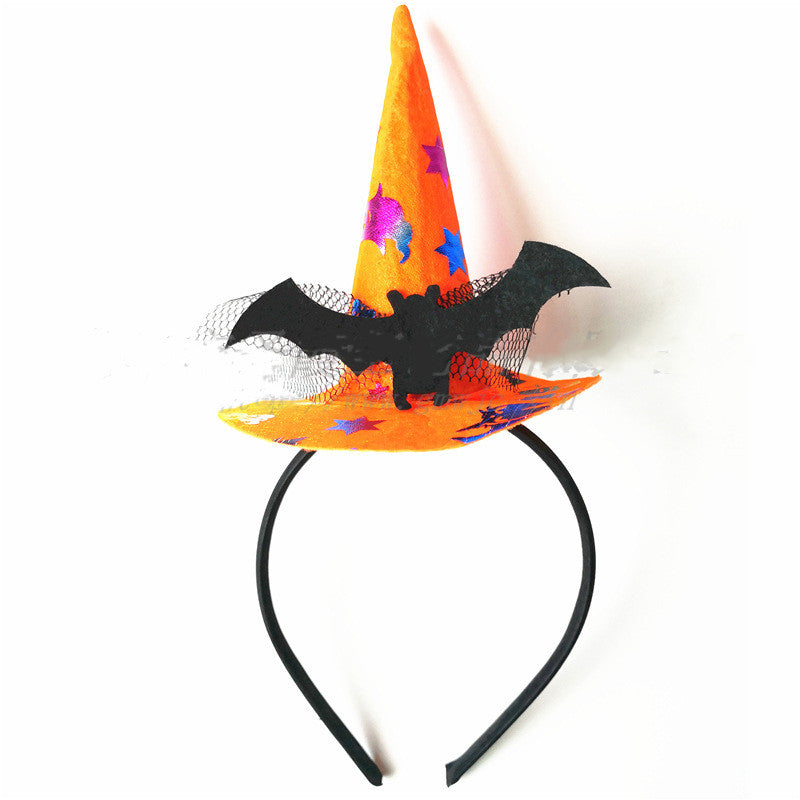 Halloween Witch Headband Spider Skull Witch Hat Decoration Supplies Bat Headdress