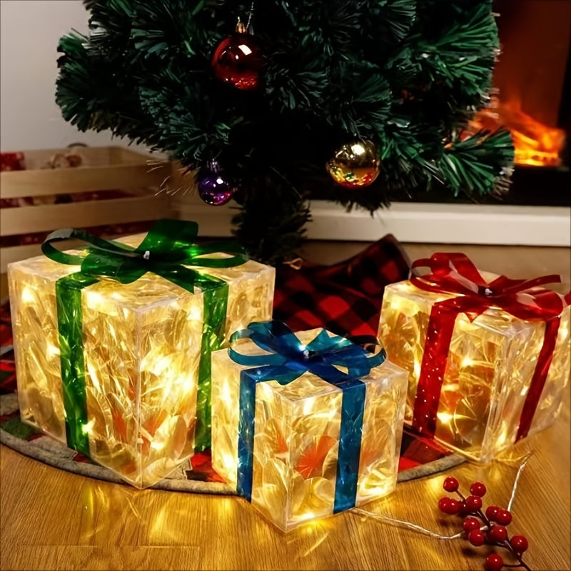 New Christmas Gift Box 3-piece Folding Christmas Gift Box Light