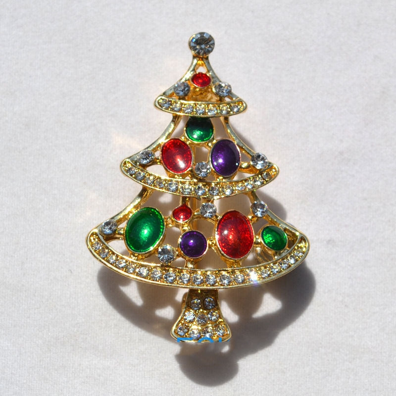 Christmas crystal brooch